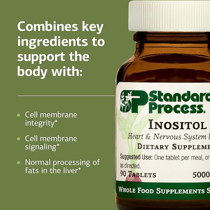 Standard Process Inositol - Supports Nervous System, Lipid Metabolism & Cardiovascular Health - Vegetarian, Gluten-Free, Non-Dairy & Non-Soy - 90 Tablets