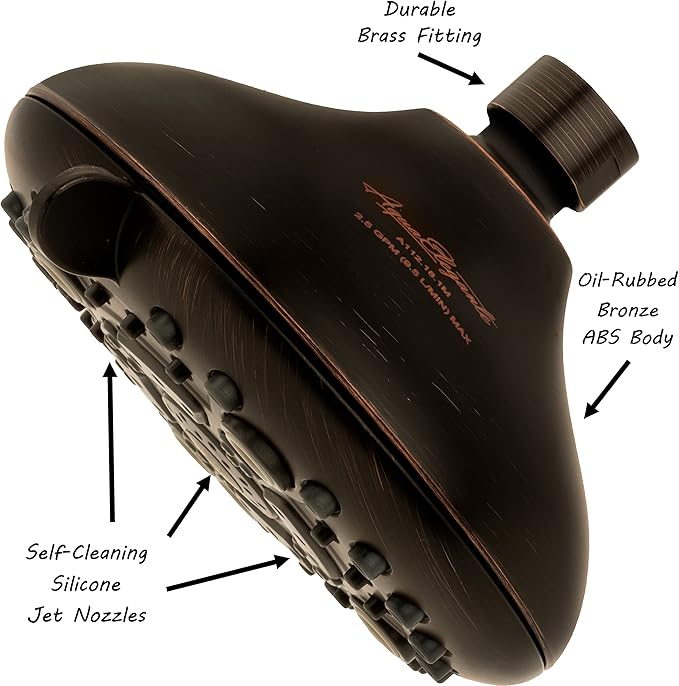 Aqua Elegante High Pressure Shower Head & Filter - Adjustable Water Saving Showerhead For Low Flow Showers With Bath Filters To Remove Chlorine, 1.8 GPM - Oil-Rubbed Bronze & California Certified