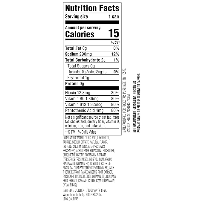Rockstar Energy Drink, Pure Zero Silver Ice, 12oz Sleek Cans (Pack of 8)