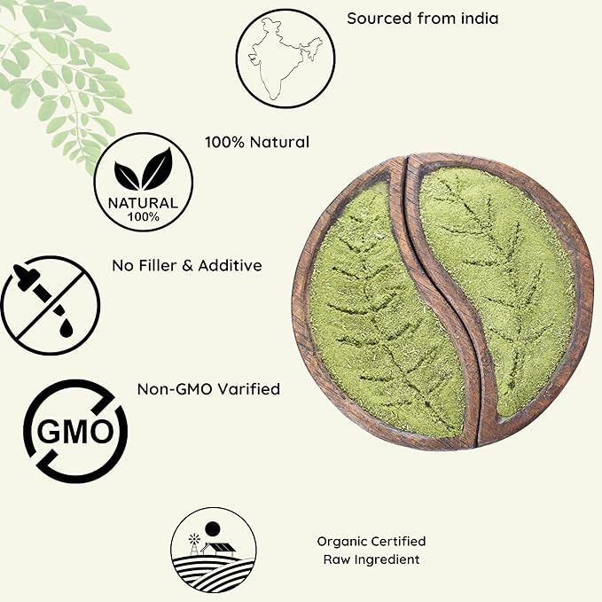 Moringa Leaf Powder Leaves oleifera Pure Premium Indian Powder Natural Fresh Morning Drink Vitamins and Immune Vitamin Superfoods 5.3oz Pack
