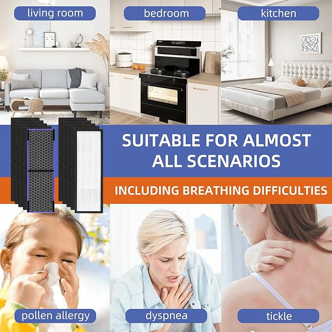 【Upgraded】FLT4850PT HEPA Filter B Pet Replacement Compatible with G-Guardian Air Purifier AC4825 AC4825E AC4300 AC4800 AC4900 AC4850,2 True H13 HEPA with Activated Carbon Filter+8 Pre-Filters,#FLT4825