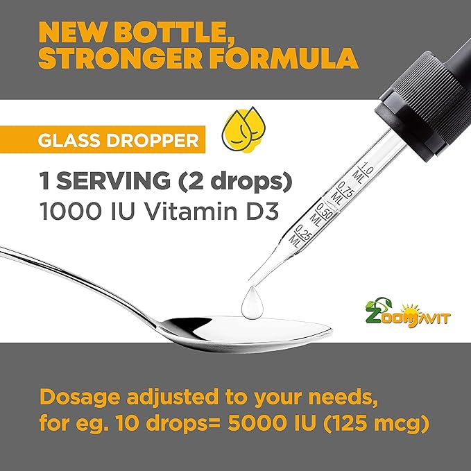 Vitamin D Drops for Infants - Baby Vitamin D Drops 1000 IU 2Fl Oz - Liquid Vitamin D3 Organic with Max Absorption Formula for Newborn, Toddlers, Kids and Adults
