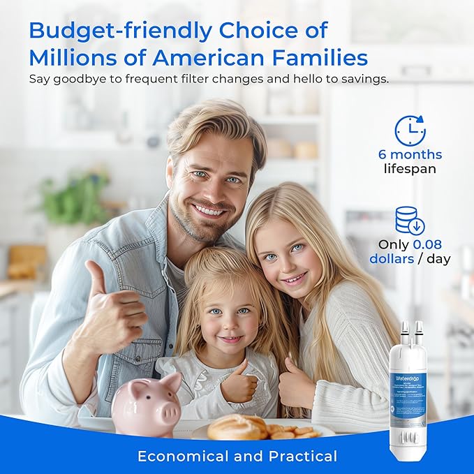 Waterdrop EDR1RXD1 Replacement for Everydrop® Filter 1, Whirlpool® W10295370A, EDR1RXD1B, P8RFWB2L, P4RFWB, WD-F38, Kenmore® 46-9081, 46-9930 Refrigerator Water Filter, 2 Pack