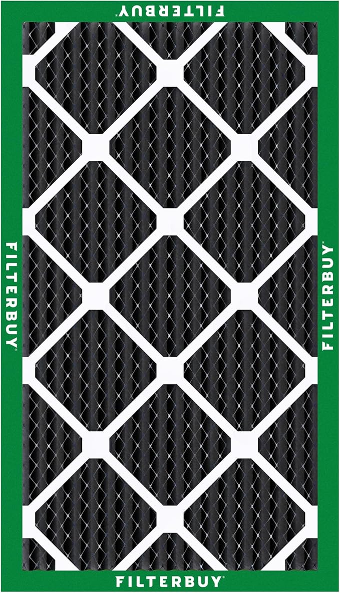 Filterbuy 20x30x1 Air Filter MERV 8 (MPR 700) Odor Eliminator Replacement (2-Pack), Electrostatic Pleated HVAC AC Furnace Filters w/Activated Carbon, Made in USA (Actual Size: 19.63 x 29.63 x 0.75)