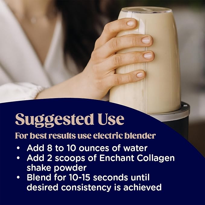 Enchant Collagen Protein Shake powder, Caramel Macchiato flavor – 20g Grass Fed Collagen Peptides, Avocado Oil Creamer, source of Omega 9 Fats + Fiber, for Joints, Muscle, Skin, Hair support, 0.80 lb