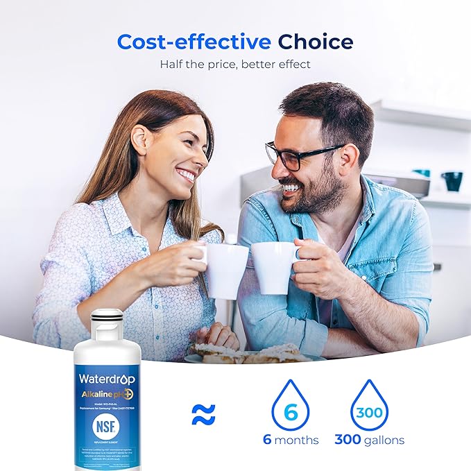 Waterdrop Alkaline DA97-17376B Water Filter, Enhances pH, Replacement for HAF-QIN/EXP, DA97-08006C, RF28R7201SR, RF28R7351SG, WD-F45-AL, 3 Filters
