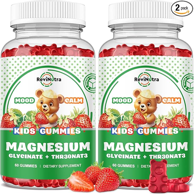 Magnesium Complex Gummies- Calm Chewable Gummies for Kids & Adults- Magnesium Glycinate Supplement-w/Omega-3, Vitamin B6, D3- Support Calm Stress Relief, Bones, Mood, 2 Pack