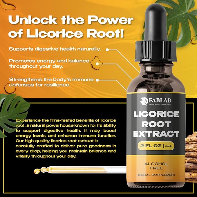 FabLab Licorice Root Extract - Herbal Immune Support- Glycyrrhiza Glabra Supplement for Digestion Restore Respiratory Health Fatigue -Non-GMO (2)