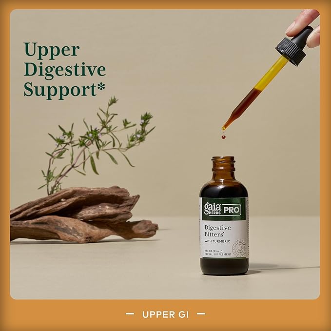 GAIA HERBS PRO Digestive Bitters with Turmeric - with Herbs Traditionally Used to Support Healthy Digestion* - Herbal Formula - Great for Travel - 2 Fl Oz (30 Servings)
