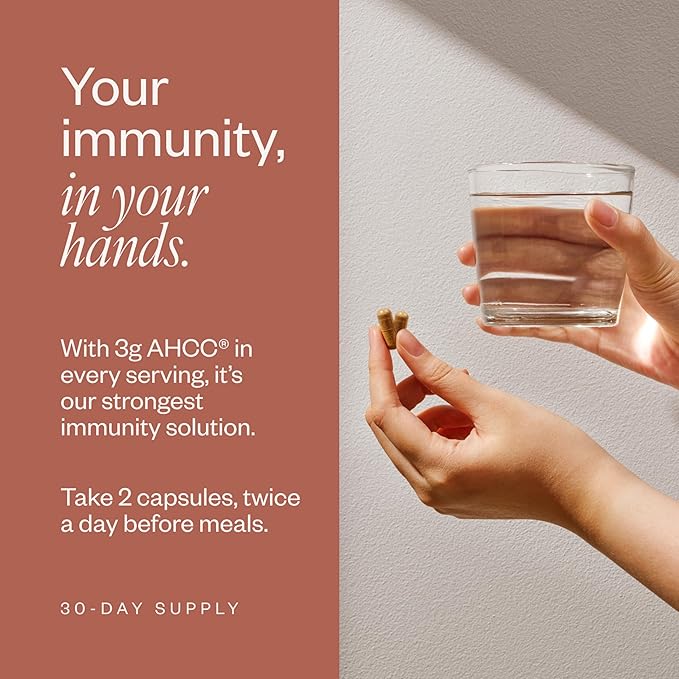 SHII AHCC Clinical Strength, 30-Days Supply, Vegan, Gluten-Free Immune Support Supplement with Extra AHCC Boost, Made from Functional Shiitake Mushrooms for Immune Balance Support and Overall Wellness