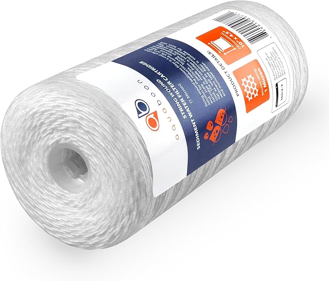 Aquaboon 1 Micron String Wound Water Filter 10x4.5 Replacement - Whole House Water Filter Cartridge Compatible with WP5BB97P,WP10BB97P, AP810, 4-Pack