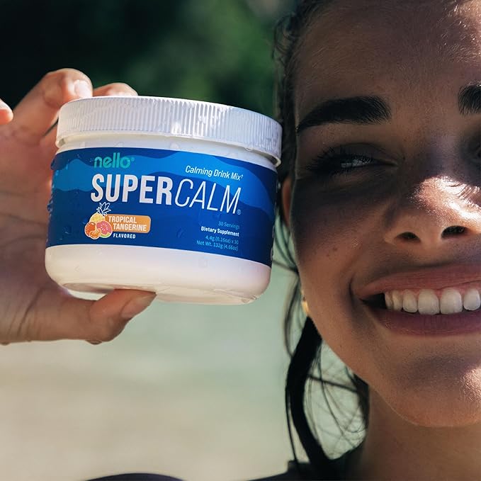 Supercalm Powdered Drink Mix, Tropical Tangerine, L Theanine, Ksm-66 Ashwagandha, Magnesium Glycinate, Vitamin D 3, Supplements for Relaxation & Focus, Natural, No Sugar, Non GMO, 30 Srvg