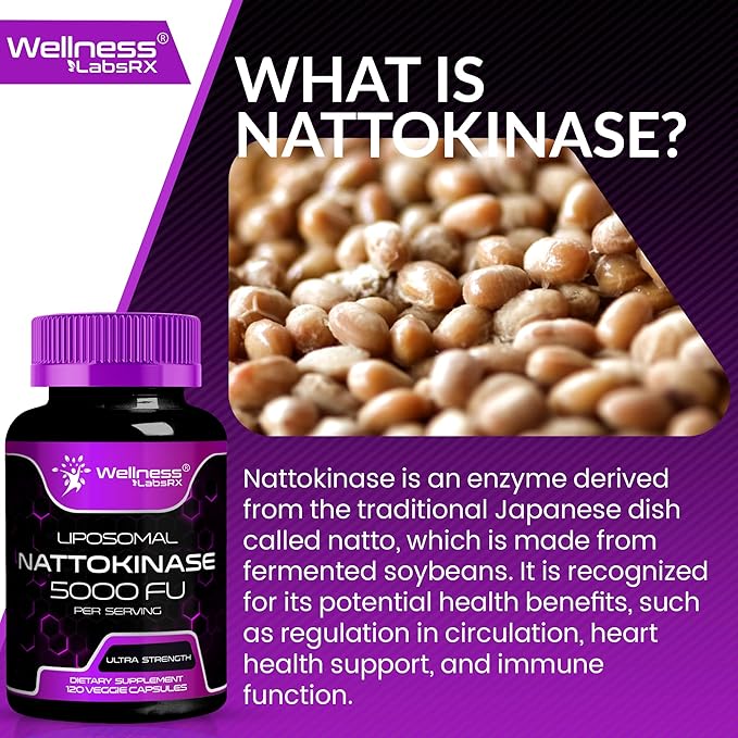 Nattokinase Supplement Capsules 5000 FU, Third-Party Tested Nattokinase β Enzymes from Japanese Natto β Daily Wellness Support β 120 Count (Pack of 1)