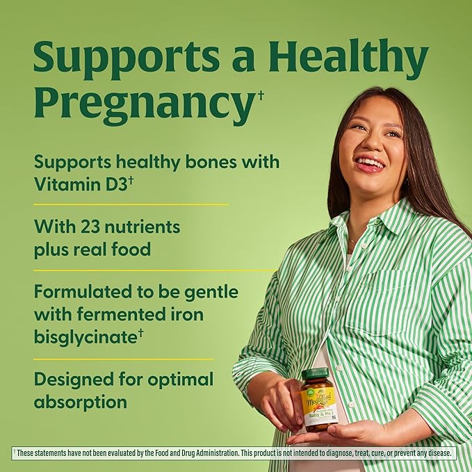 MegaFood Baby & Me 2 Prenatal Vitamin and Minerals - Vitamins for Women - with Folate (Folic Acid Natural Form), Choline, Iron, Iodine, and Vitamin C, Vitamin D and more - 60 Tabs (30 Servings)