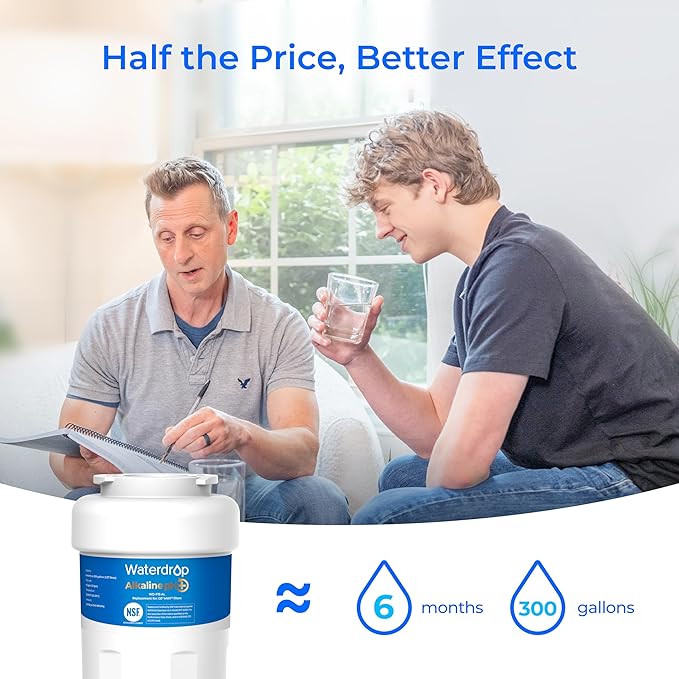 Waterdrop ๐๐ฅ๐ค๐๐ฅ๐ข๐ง๐ WD-F13 Replacement for GEยฎ MWFยฎ, SmartWaterยฎ MWFP, MWFINT, MWFA, GWF, HDX FMG-1, GSE25GSHECSS, WFC1201, RWF1060, ๐๐ง๐ก๐๐ง๐๐๐ฌ ๐ฉ๐ Refrigerator Water Filter