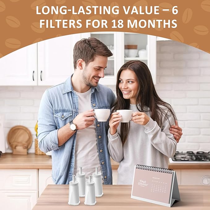 4 Pack Replacement Water Filters, Compatible with Breville Espresso Machines, Barista Touch BES880, Barista Pro BES878, Oracle Touch BES990, Oracle BES980, Dual Boiler BES920, Bambino, Sage