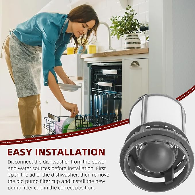 Upgraded W10872845 Dishwasher Pump Filter Cup Replacement Fits for Whirl-pool Ken-more Ama-na Kitchen-iad Dishwasher Parts Filter, Replaces 8579307 W10056425 W10056426 W10142911 by AMI PARTS