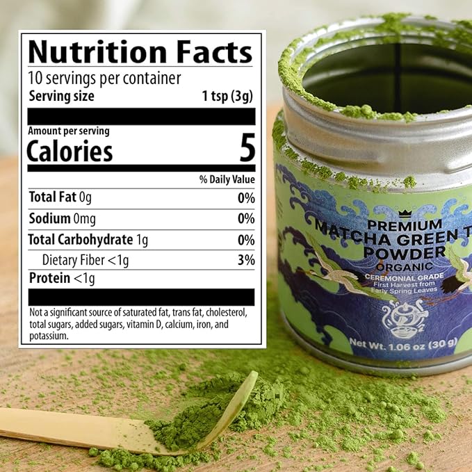 Matcha Organic Ceremonial Grade Green Tea Powder β Premium First Harvest from Japan β USDA Organic, Non-GMO, Gluten-Free β Tin for Tea, Lattes & Smoothies - 1oz