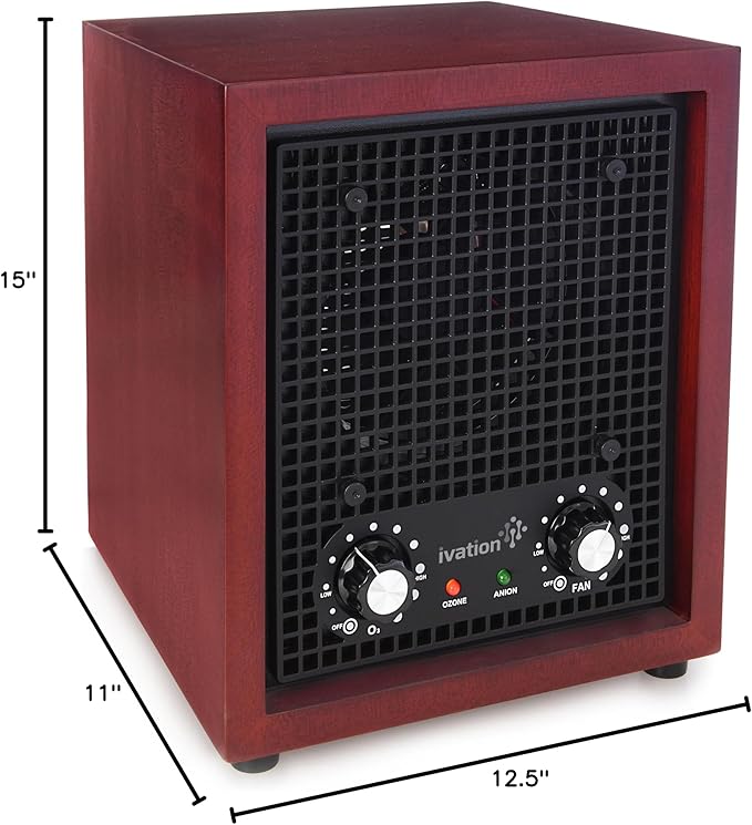 Ivation Ozone Generator Air Purifier, Ionizer & Deodorizer -Purifies Up to 3,500 Sq/Ft -Great for Dust, Pollen, Pets, Smoke & More Cherry