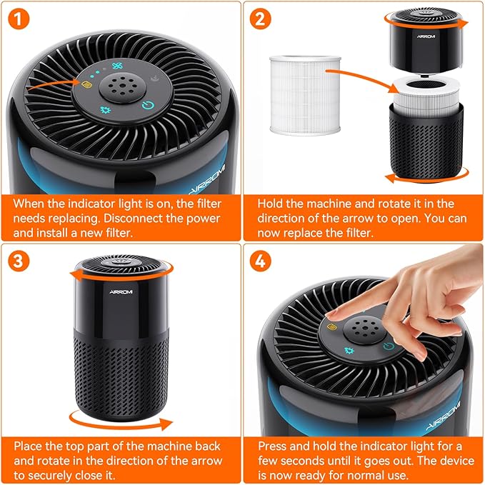 AIRROMI A2005 HEPA Air Purifier Replacement Filter, 3-In-1 Original Filter, Remove 99.97% of 0.3 Micron Particle 1 Pack White Activated Carbon 1Pack