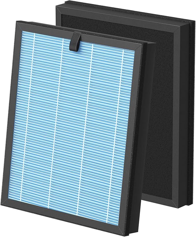 OFFICIAL MJ005H Replacement Filter for POMORON MJ005H Air Purifiers, HEPA Air Filter, 4-Stage Filtration, Activated Carbon Multi-Layer Filter for Dust Smoke Pet Dander Pollen, 2 Pack