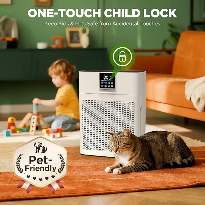 Air Purifiers for Home Large Room up to 2180 Sq Ft, DBFIT HEPA Air Purifier with Washable Nylon Pre-Filter, PM2.5 Air Quality Sensor, Aroma, Air Cleaner for Pet Hair, Odor, Smoke, Dust, Pollen AP2410