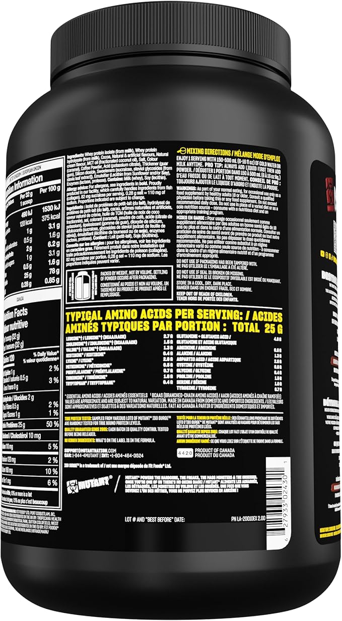 Mutant ISO Surge Whey Protein Powder Acts Fast to Help Recover, Build Muscle, Bulk and Strength, 1.6 lb - Chocolate Fudge Brownie