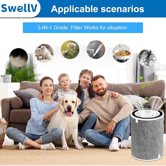 2Pack HP201 HP202 Replacement Filter Compatible with Shark HP200 Series, HP201 HP202 HP232 HP302 and HC502, Part # HE2FKBAS, HE2FKBASMB