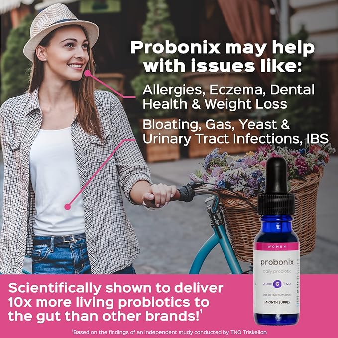 Probonix Humarian Liquid Probiotics for Women - 12-Strain Probiotic Drops to Fortify Women’s Gut Health, Vaginal Health, Immunity and Overall Wellness - 30-Day Supply - Delicious Grape Flavor