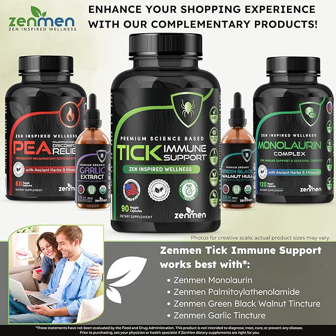Zenmen Daily Tick Guard - Supports Your Defenses Before Outdoors Exposure - Tick Immune Support 3 Bottles