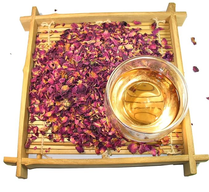 Greenhilltea Premium Dried Rose Petals - Caffeine Free Rose Tea - Edible Flowers for drinks, Baking, Desserts, Cocktails, Wedding Toss & Herbal Tea Infusions - 4 OZ