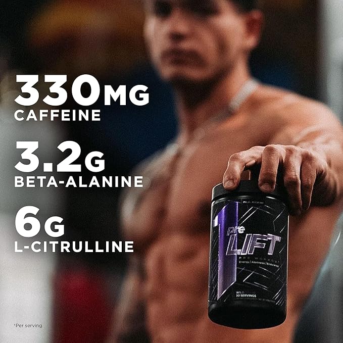 Rule 1 preLIFT Pre-Workout - 6g Citrulline, 3.2g Beta Alanine, 3 Caffeine Sources + 20 Others for Energy, Alertness, & Endurance (30 Servings, Fruit Punch)