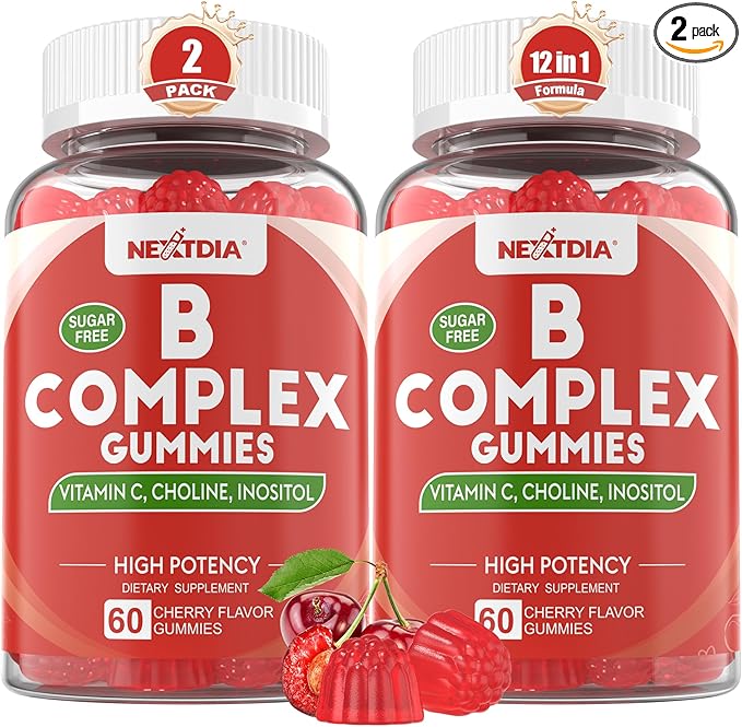 Vitamin B Complex Gummies, Vegan Vitamin B Gummies with 2000 mcg Methyl B12, Methyl Folate | Plus Choline + Inositol, Vitamin C + Zinc for Supports Energy, Mood, Immune, Healthy Hair, Skin - 120 Cts