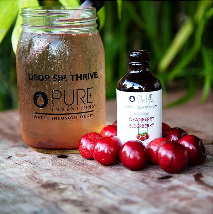 Pure Inventions - Cranberry & Elderberry Water Infusion Drops - Antioxidants & Electrolytes - Health & Wellness Drink -Immunity Support -Sugar Free, Zero Calorie, No Artificial Sweeteners -60 Servings