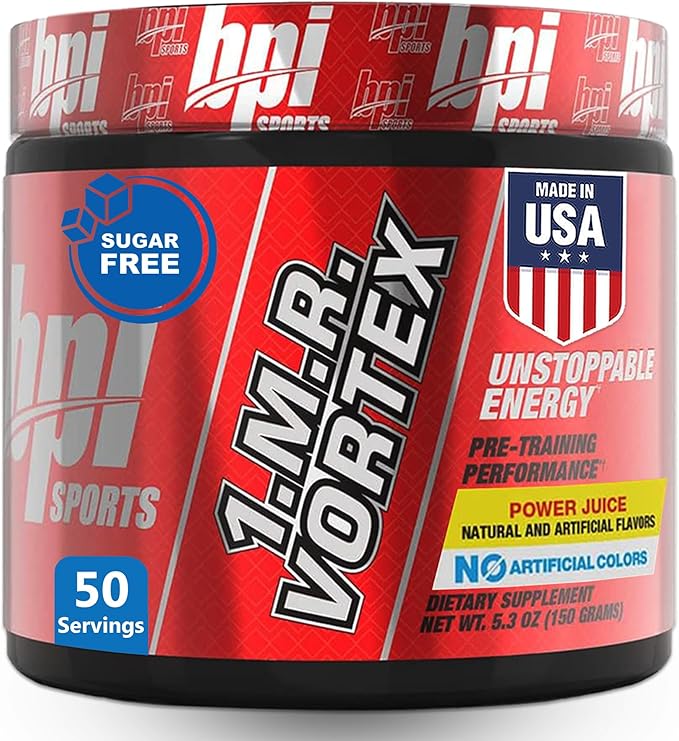 BPI Sports 1.M.R Vortex Pre Workout Powder – High Stim Preworkout for Men & Women with Glycerol, Caffeine, Niacin, and Herbal Extracts – Energy, Focus & Endurance – Power Juice – 50 Servings