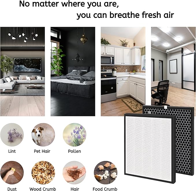 Nispira LV-PUR131 Filter Replacement for Levoit Air Purifier LV-PUR131 3-in-1 HEPA Carbon 2 Sets