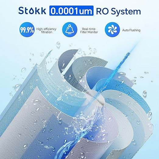 Stokk Reverse Osmosis System, 8 Stage Tankless Reverse Osmosis Water Filter, Reduces PFAS TDS, Under Sink RO System, 2:1 Pure to Drain, NSF/ANSI 58& 42, FCC Listed (600GPD, Grey)