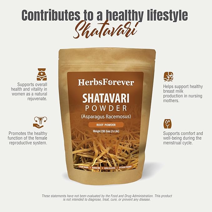 Shatavari Powder Asparagus Racemosus Lactation Support Herb Non GMO, Vegan 230 GMS
