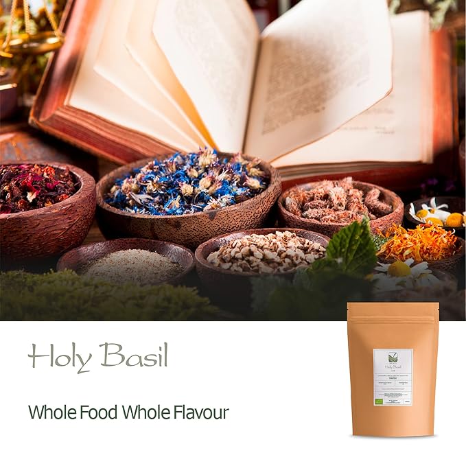 Tulsi Holy Basil Organic Tea - Sweet Green Delicacy - Herbal Thulasi or Tulasi - Holy Basil Herb Tea Organic Holy Basil Tea Organic Tulsi Tea Dried Tulsi Holy Basil Dried Tulsi Basil Holy