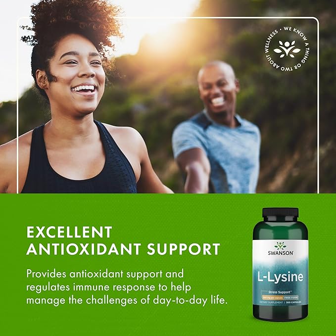 Swanson Free Form L-Lysine - Natural Supplement Promoting Stress Support & Nervous System Health - May Promote Calm Mood & Relaxation - (300 Capsules, 500mg Each)