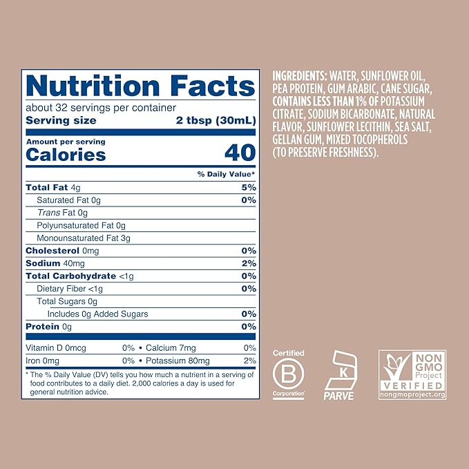 Ripple 32 oz Plant Based Milk 8g of Quality Sourced Pea Protein, Calcium Rich | Shelf Stable | Vegan & Non GMO Certified | Dairy, Soy, Nut, Gluten, & Lactose Free (Pack of 6) (32 Fl Oz (Pack of 6), Half & Half)