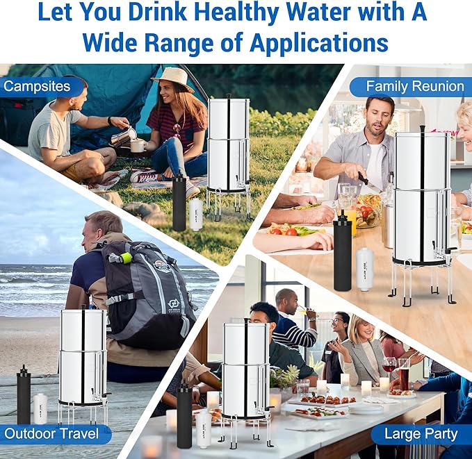 Gravity Water Filters for Berkey Water Filter Replacement, Replacement for BB9-2® Black Filter & for PF-2® Fluoride Filters Combo Packs, Compatible with Berkey® Gravity Water Filter System, (NSF 42)