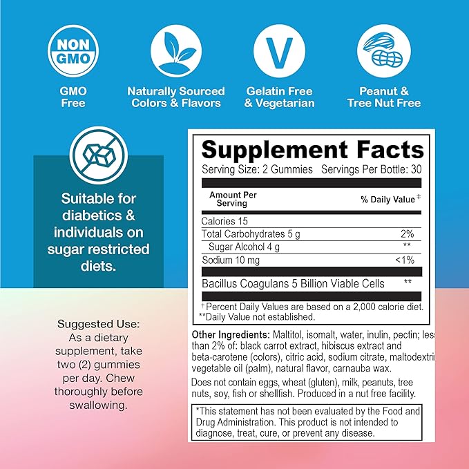 YUM-V'S - Zero Sugar Probiotic Gummies for Digestive Health - Sugar Free Probiotics for Women, Men & Kids - Gut Health Probiotic Gummies for Adults & Kids (60 Count (Pack of 2))