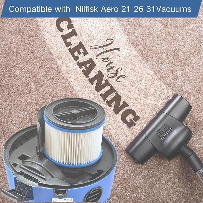 1-Pack Replacement HEPA Filters Compatible with Nilfisk ALTO Aero 21, 26, 31 Wet Dry Vacuum Cleaners