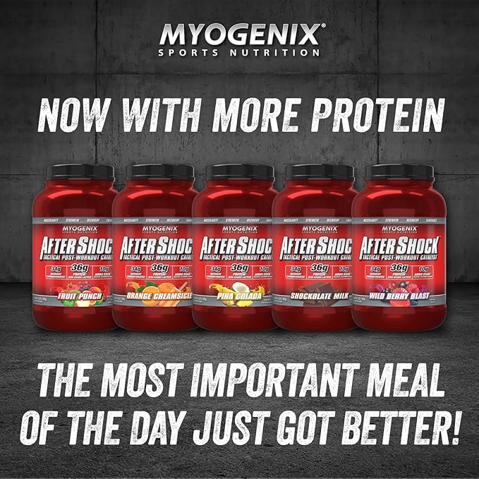 Myogenix Aftershock Post Workout, Muscle Growth Whey Protein Powder | Anabolic Whey Protein and Mass Building Carbohydrates | Amino Stack Creatine and Glutamine Plus BCAAs | Orange Creamsicle - 3 LBS