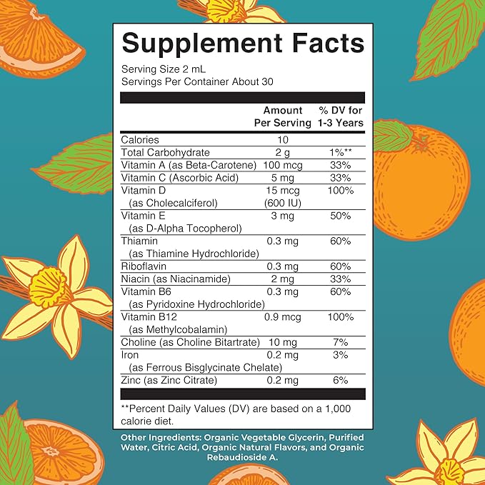 MaryRuth Organics Multivitamin & Multimineral with Iron for Toddlers | USDA Organic | Sugar Free | Multivitamin Liquid Drops for Kids Ages 1-3 | Immune Support | Vegan | Non-GMO | 2 Fl Oz