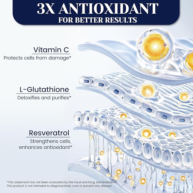 Liposomal Glutathione 2000mg Supplement with Vitamin C & Resveratrol, Antioxidant Capsules for Immune Support, Liver Detox, Skin & Cellular Health (120 Count (Pack of 1)