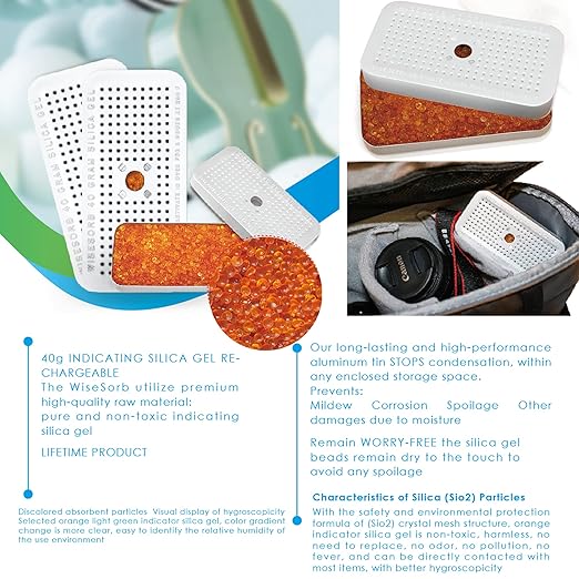 100 Gram 3 Pack Indicating Silica Gel Canister, Gun Safe Dehumidifier (Orange to Green), Reusable Desiccant Canister Dehumidifier