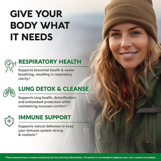 Mullein Leaf Extract for Lung Detox - Marshmallow Root | Echinacea | Oregano | Quercetin | NAC - 15-in-1 Lung Support & Cleanse for Smokers Supplement - Made in USA - As Drops, Tincture - 60 Capsules