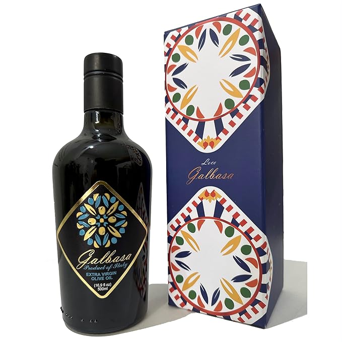Galbasa - Organic Olive Oil from Sicily, Italy - Extra Virgin, First Cold Pressed, Early Harvest - Polyphenol Rich, Peppery Finish, No Pesticides - 16.9 fl oz